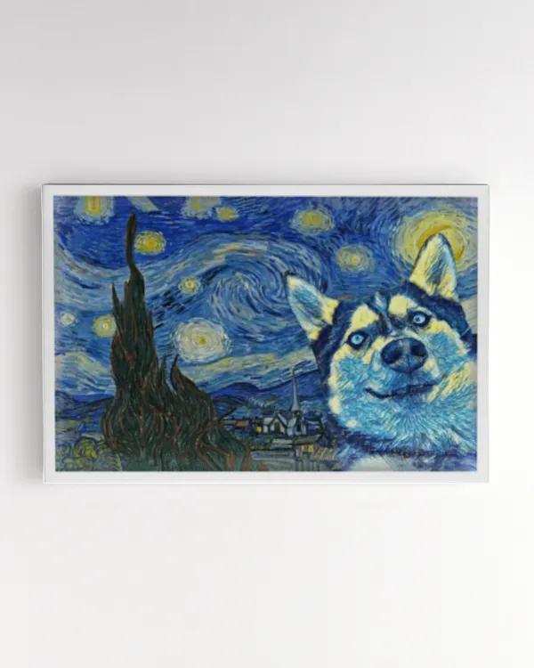 Husky Starry Night Art Print
