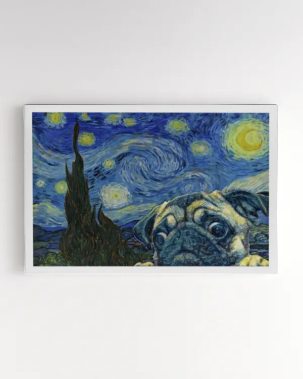 Pug Starry Night Art Print