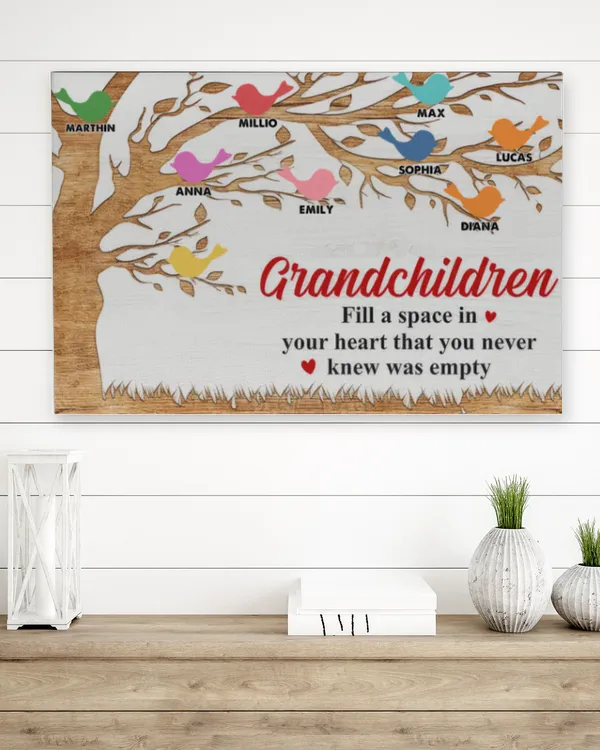 Grandchildren Fill A Space In Your Heart - Personalized Wrapped Canvas, Gift For Grandpa, Gift Idea For Grandpa