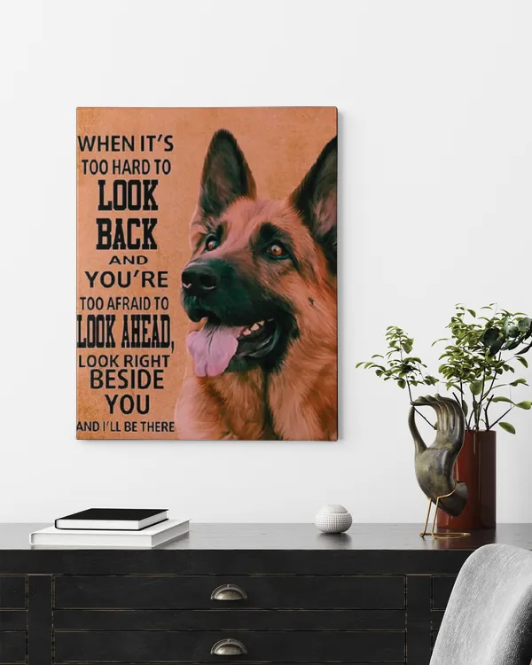 Vintage German Shepherd canvas , Look back, look ahead