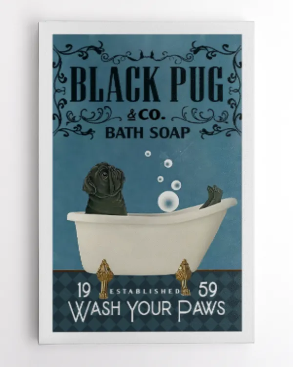 Black Pug Bath Soap Art Print
