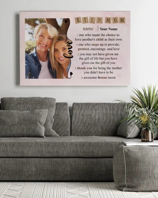 Awesome Bonus Mom Personalized Wrapped Canvas Birthday Gift Mother's Day Gift For Bonus Mom, Gifts For Mom, Gifts Idea For Mom, Mother's Day Gift