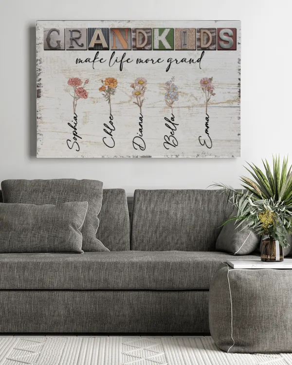Grandkids Make Life More Grand - Personalized Wrapped Canvas, Gift For Grandpa, Gift Idea For Grandpa