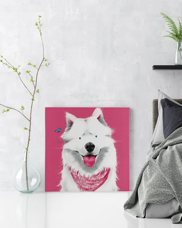 Samoyed dog, dog portrait, pet love