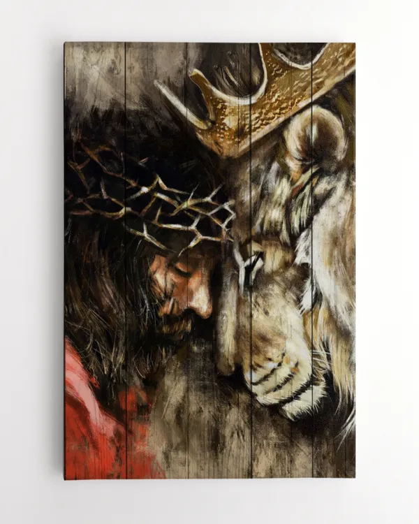 JESUS AND LION, GOD CANVAS, CHRISTIAN WALL ART, HOME DECOR