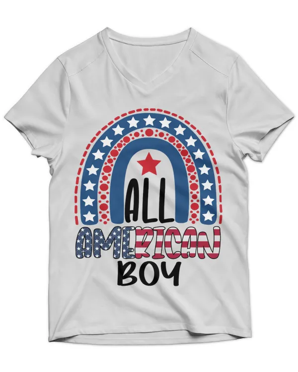 All American Boy Rainbow Patriotic 4th Of July USA Flag T-Shirt