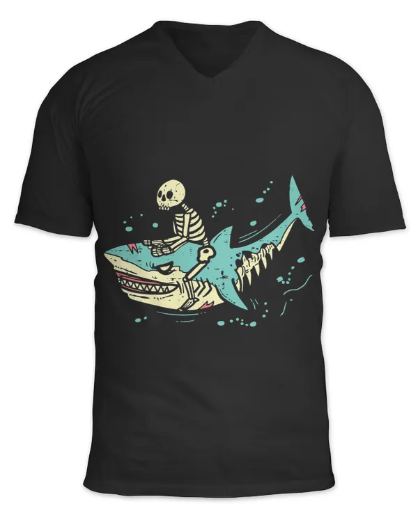 Skeleton Skulls Kids Funny Skeleton Riding skeleton Shark Cool Scary Halloween Skull
