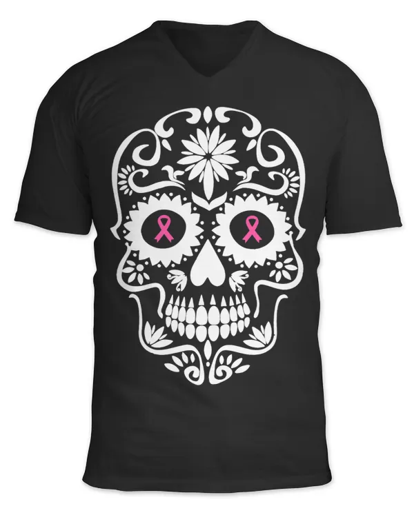 Skeleton Skulls Sugar Skull Calavera Breast Cancer Awareness Pink Ribbon Skull