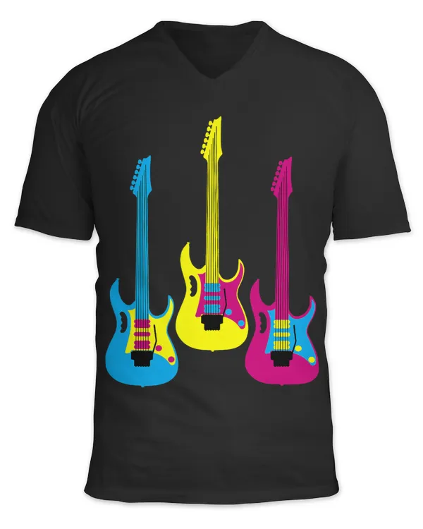 Guitarist Retro Multicolor CMYK Electric Guitar Graphic Lead
