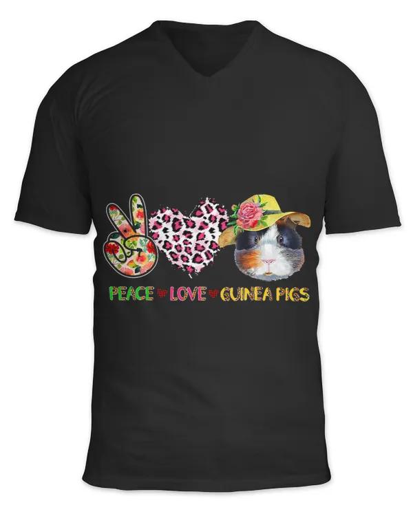 GP Guinea Pig Peace Love Guinea Pigs Leopard Floral Guinea Pig Wearing Hat