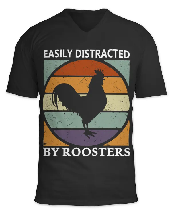 Chickens Retro Farmer Chicken Rooster Easily Distracted By Roosters