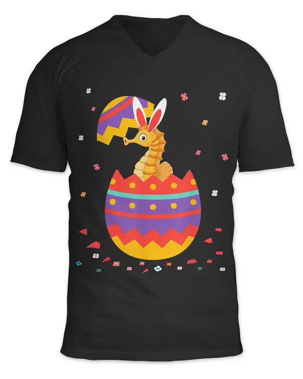 Seahorse Lover Bunny Ears Eggs Costume Cute Easter Day Graphic Seahorse