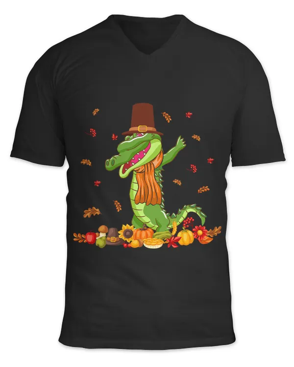 Crocodile Lover Dabbing Alligator Wearing Hat Thanksgiving Fall Pumpkins
