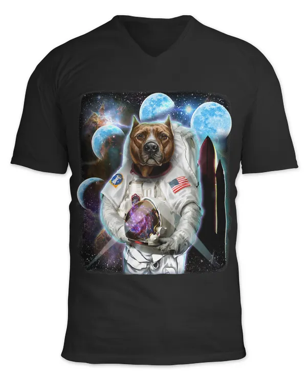 Pit Bull Terrier Dog as Astronaut Explore Space and Galaxy 3