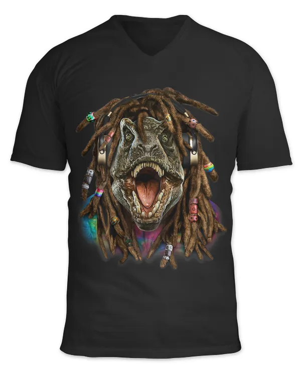 Tyrannosaurus Rex Dinosaur with Reggae Dreadlocks Hair