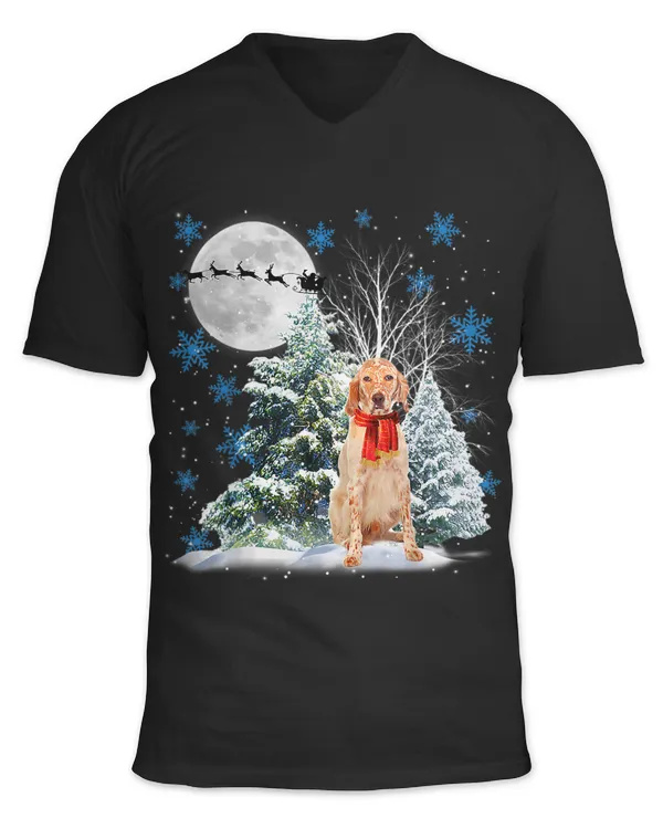 English Setter Under Moonlight Snow Christmas Pajama 16