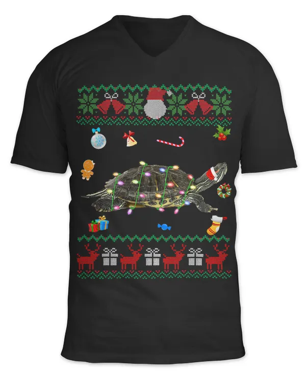 Funny Ugly Xmas Sweater Animals Lights Christmas Turtle 132