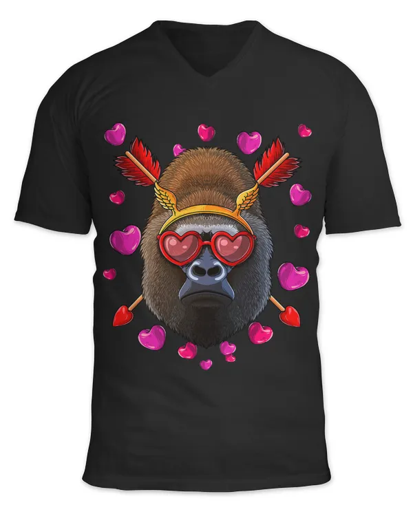 Gorilla Valentines Day Animal Face Heart Glass Love Arrows