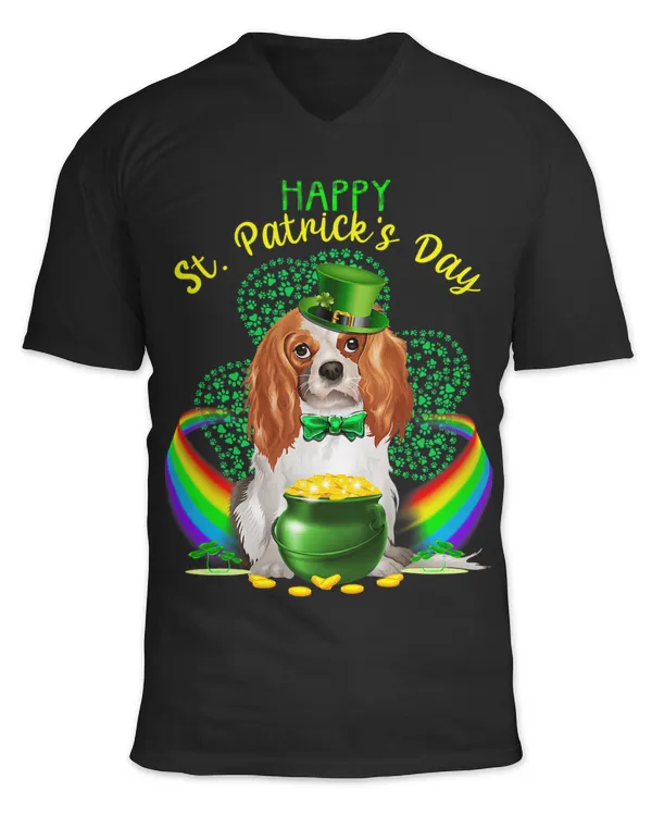 Happy St Patricks Day Cavalier King Leprechaun Hat Shamrocks