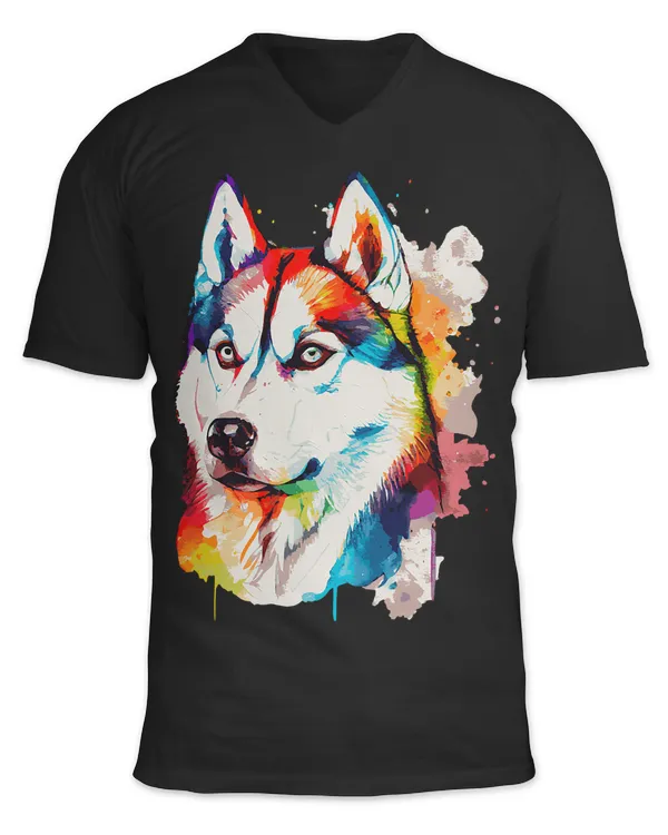 Watercolor Siberian Husky Colorful Husky Dog Lover