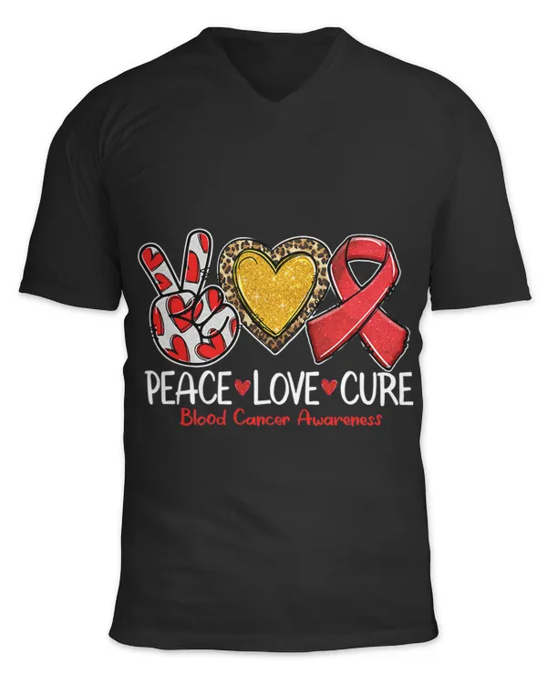 Blood Cancer Awareness Peace Love Cure Red Ribbon