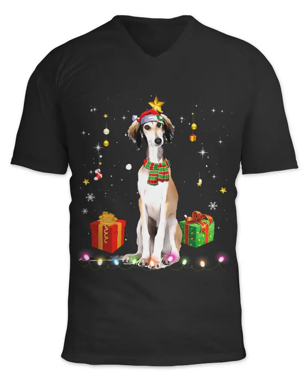 Borzoi Dog Santa Funny Christmas Tree Lights Xmas Pjs Boys 40