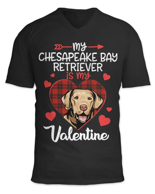Chesapeake Bay Retriever Is My Valentine Red Plaid Heart 168