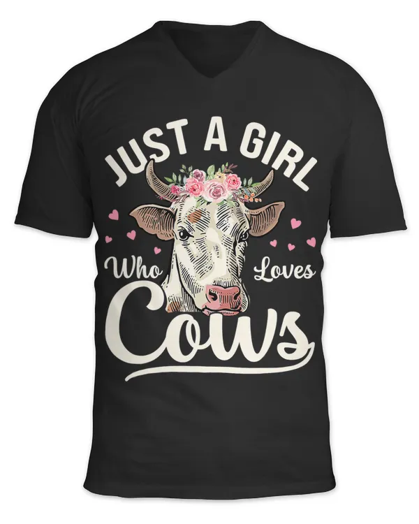 Cute Watercolor Just a Girl Who Loves Cows Farmer Milk 290