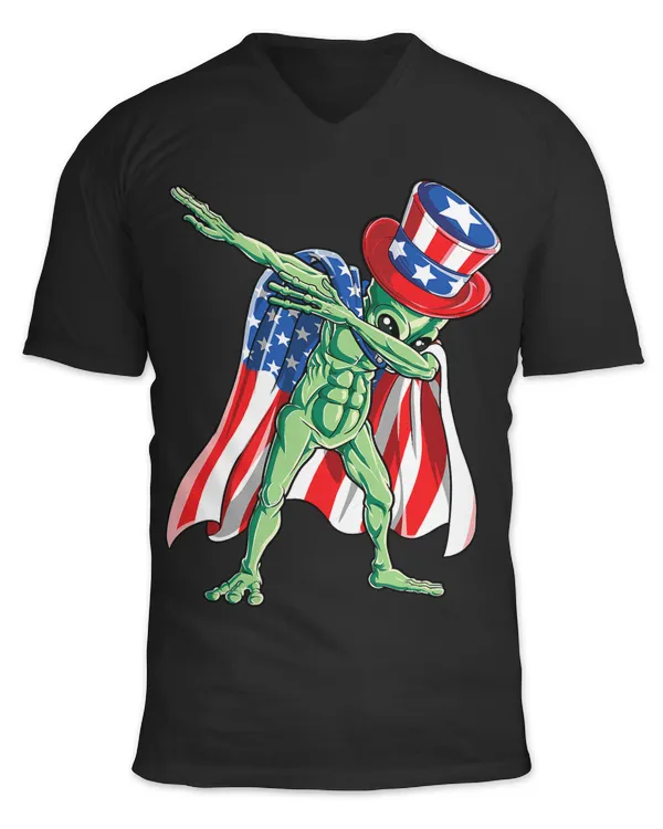 Dabbing Alien 4th Of July Uncle Sam UFO Men American Flag