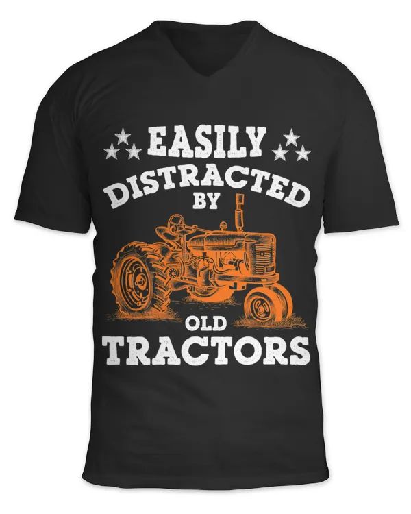Easily Distracted By Old Tractors Retro Funny Farmer Farming