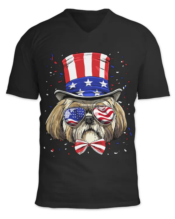 4th of July Patriotic Shih Tzu American USA Flag Dog Lover 248