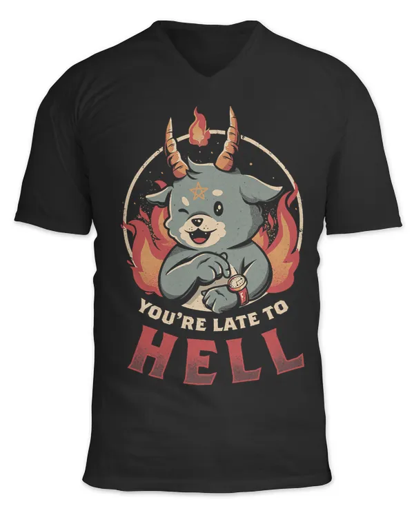 Baphomet Halloween Youre Late To Hell Funny Satanic Goat573