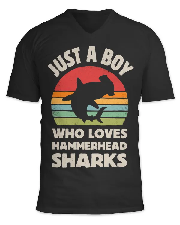 Hammerhead Shark Just A Boy Who Loves Sea Animals Men Retro
