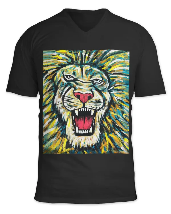 African Lion Roaring African Animal Colorful Artwork