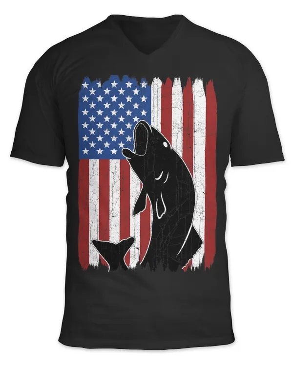American Flag Bass Fishing Usa Us Fish Fisherman Vintage