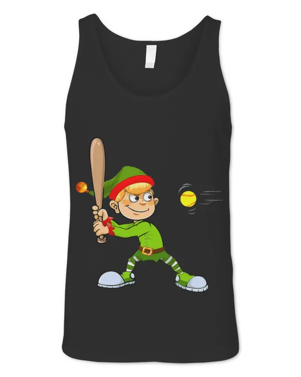 Cute Softball Elf Playing Softball Christmas Cute Softball Elf Playing Softball Christmas