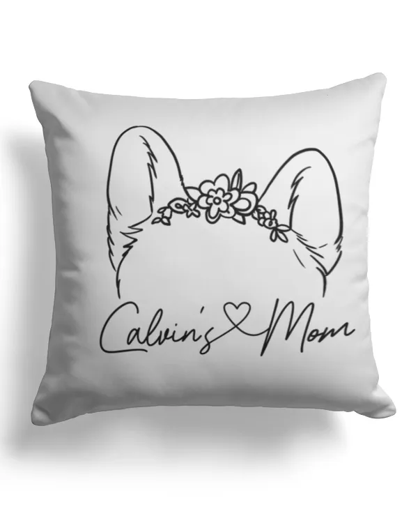 Custom Pet Ear Outline Dog Mom Cat Mom Pillow