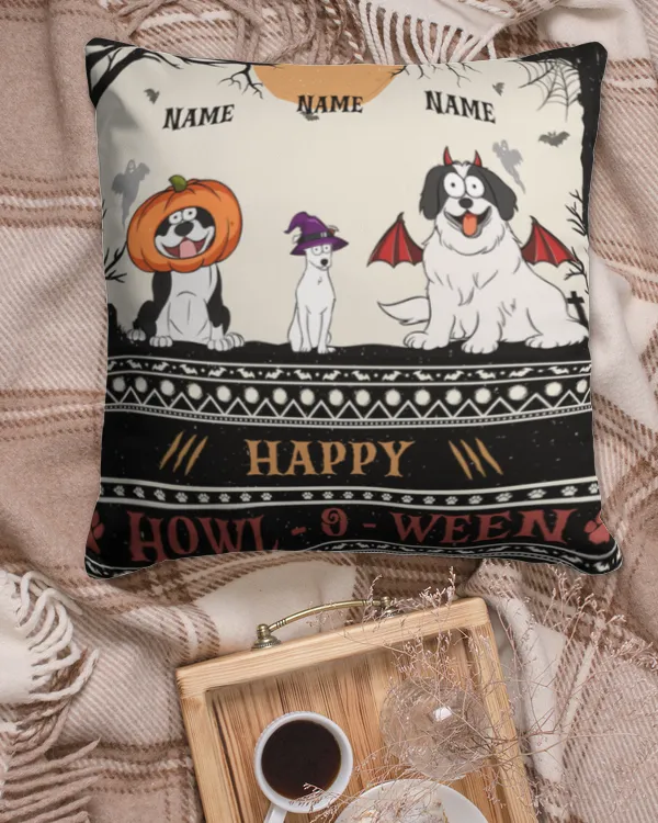 Happy Howl-O-Ween - Personalized Pillow, Gifts For Dog Lovers, Gifts Idea For Dog Lovers