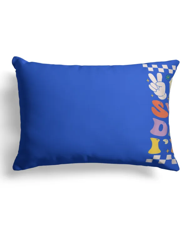 Peace Out Single Digits Retro Groovy 10th Birthday Girl Boy - Linen Pillow (Dual Sided) 13x19" Linen Pillow (Dual Sided) 13x19"