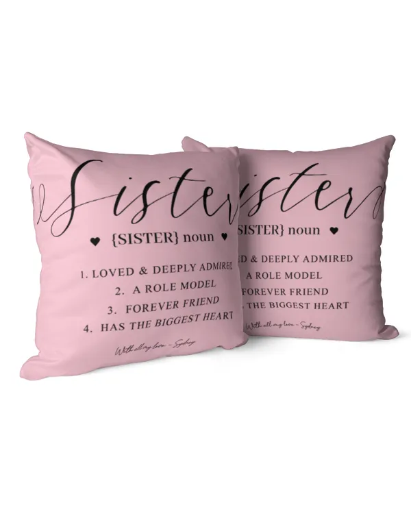 Elegant Personalized Sister Definition Keepsake Throw Pillow,  Gifts for Sister, Gift idea for Sister