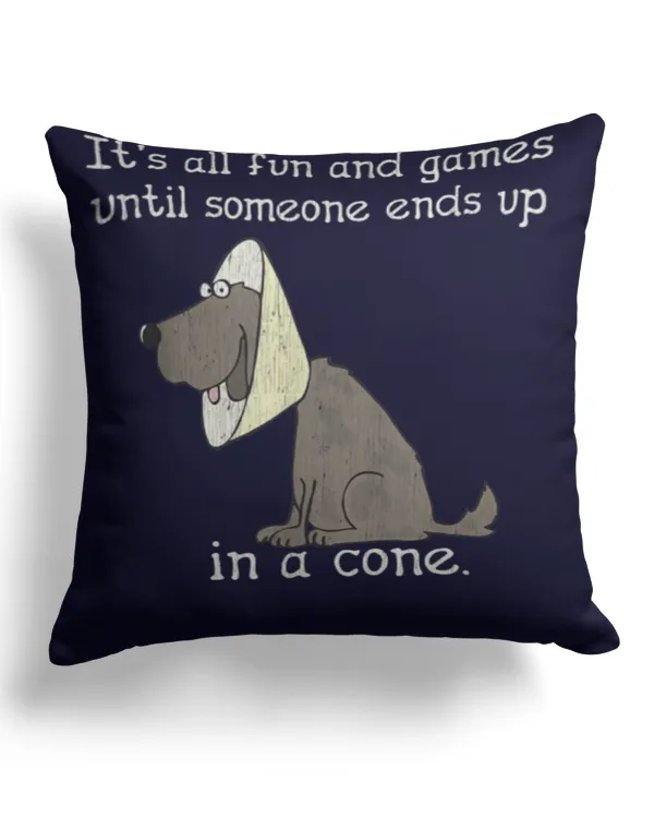 Vintage The Cone of Shame Tee Funny Dog TShirt for Men Women Kids - Cotton Drill Pillow (Dual Sided) Cotton Drill Pillow (Dual Sided)