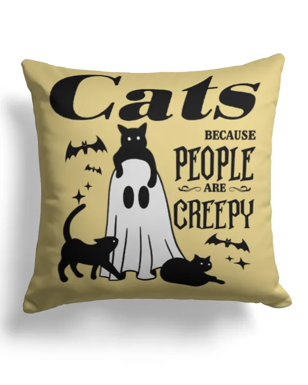 Cats because people - Cotton Drill Pillow (Dual Sided) Cotton Drill Pillow (Dual Sided)
