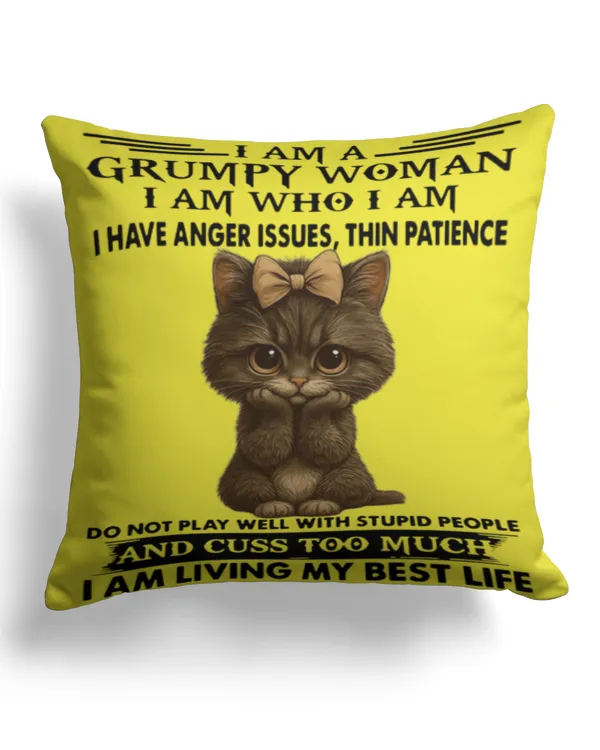 I am a grumpy woman i am - Cotton Drill Pillow (Dual Sided) Cotton Drill Pillow (Dual Sided)