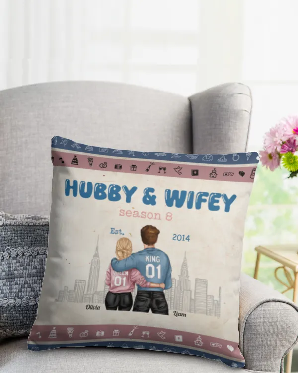 Hubby & Wifey Est - Personalized Pillow (Insert Included), Gifts for Wife, Gift idea for Wife