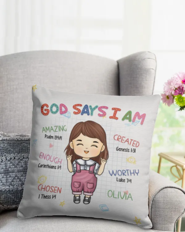 God Says I Am Amazing - Personalized Custom Kid Pillow, Gifts For Back to School, Gifts Idea For Back to School