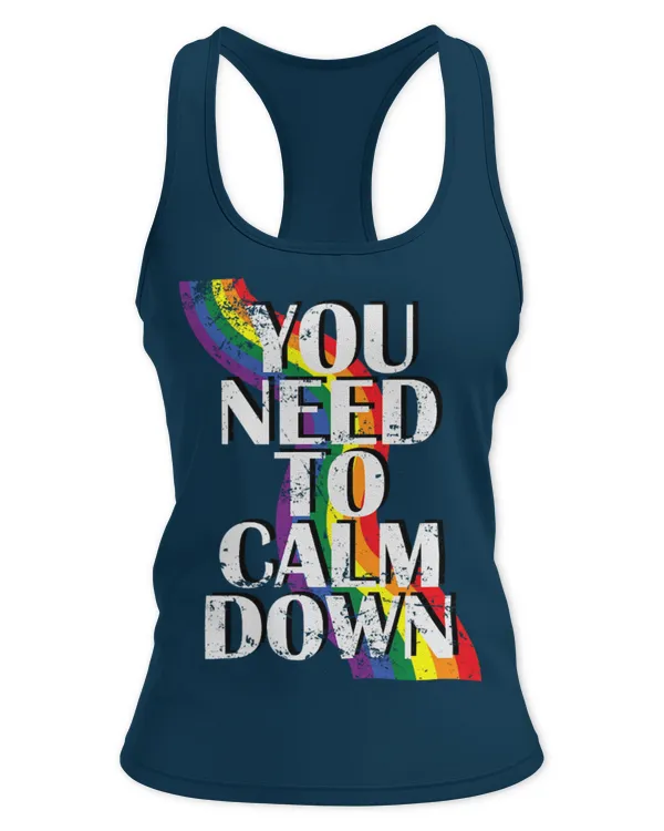 Cute LGBT You Need to Calm Down Colours of Tolerance - Women's Ideal Racerback Tank Women's Ideal Racerback Tank