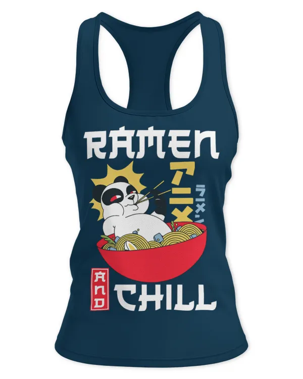 Panda Pet Ramen Noodle Bowl Love Japanese Kawaii Panda Ramen N Chill - Women's Ideal Racerback Tank Women's Ideal Racerback Tank