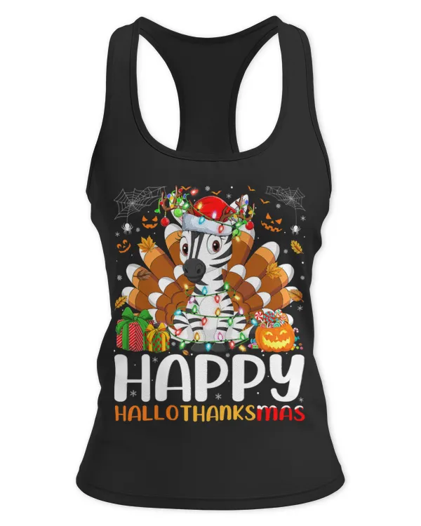 Cute Zebra Lover Halloween Christmas Happy Hallothanksmas