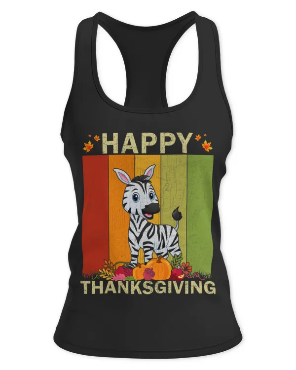 Cute Zebra Lover Retro Graphic Family Matching Thanksgiving