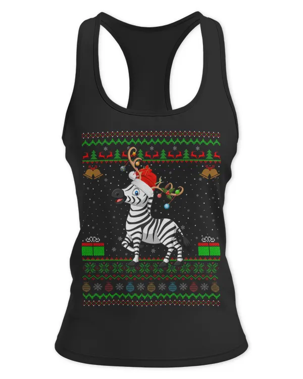 Cute Zebra Lover Santa Hat Matching Ugly Zebra Christmas